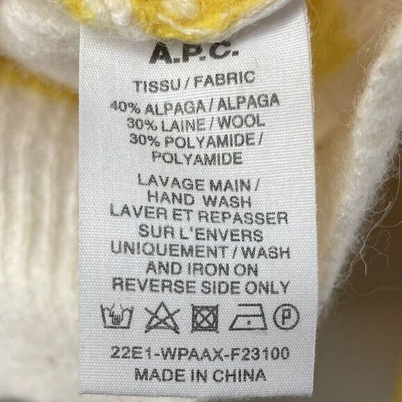 A.P.C. Womens Lia Yellow-Stripe Pullover Sweater Sz XL Alpaca-Wool-Blend Paris - Picture 7 of 7